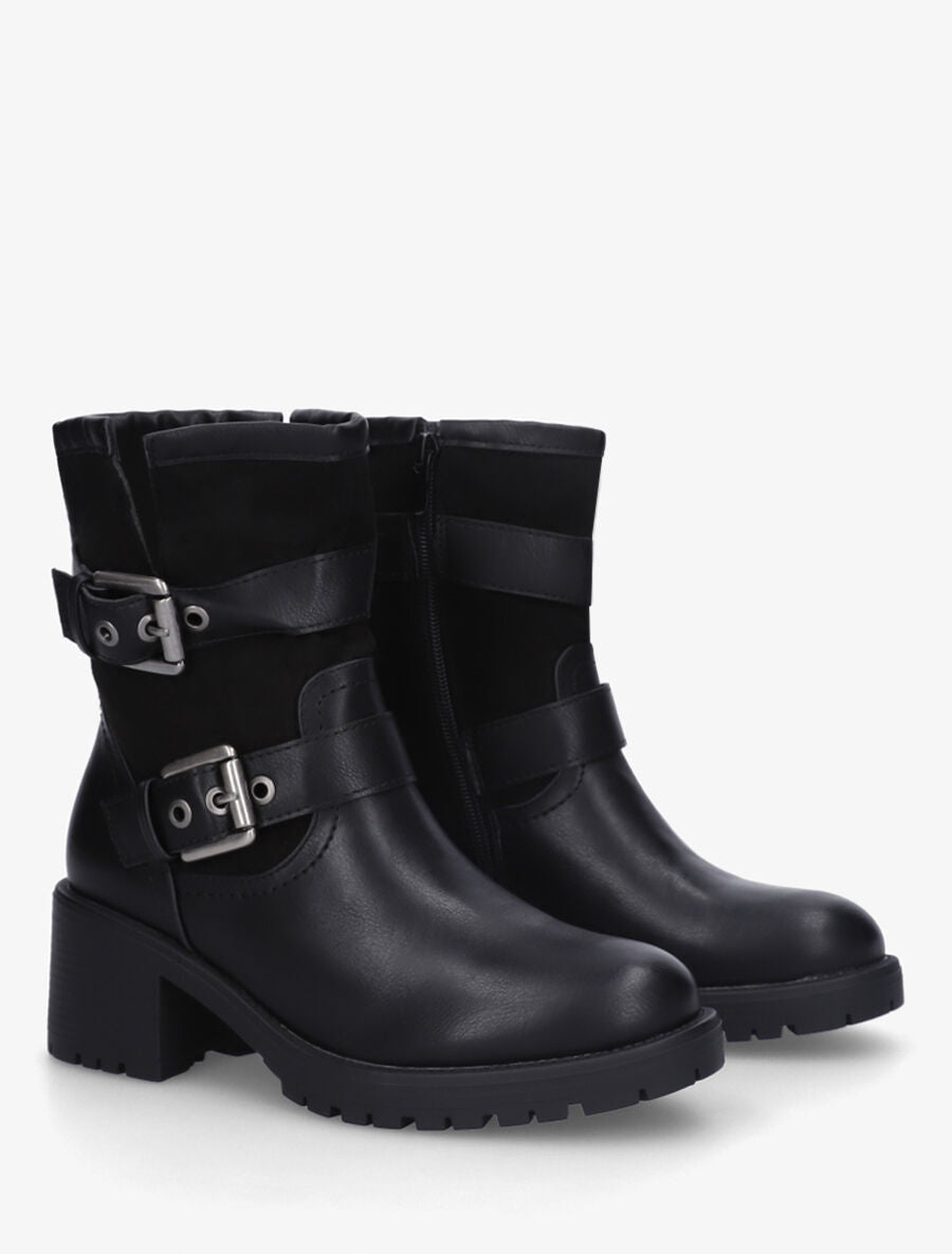 Bottines bimatière sanglées - Noir - 4