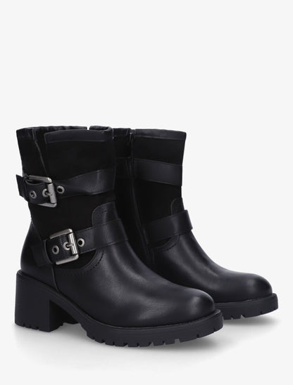Bottines bimatière sanglées - Noir - 4