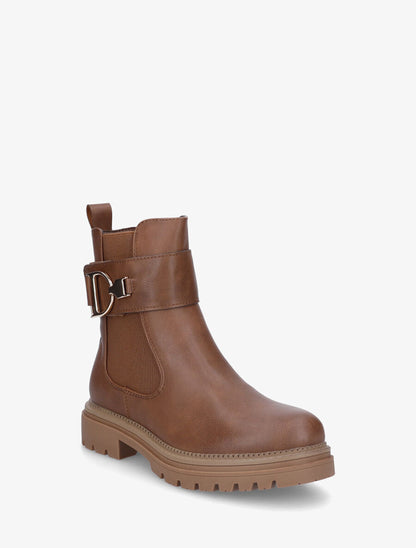 Bottines élastiquées en simili - Camel - 2