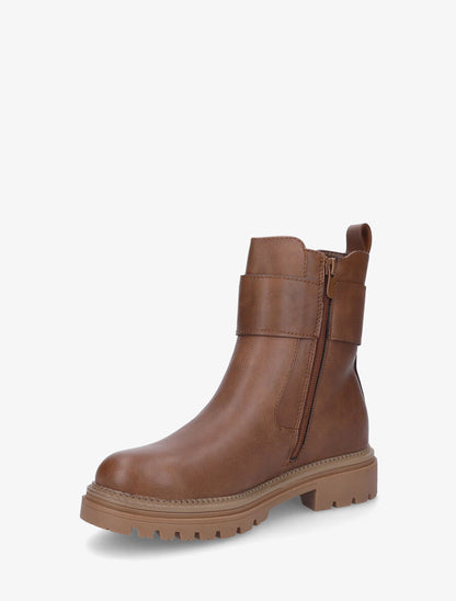 Bottines élastiquées en simili - Camel - 3