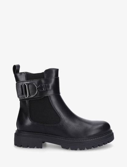 Bottines élastiquées en simili - Noir - 1