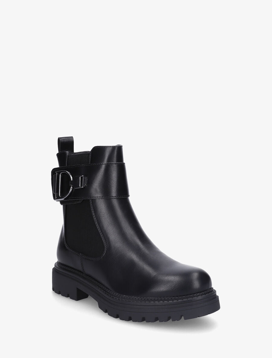 Bottines élastiquées en simili - Noir - 2