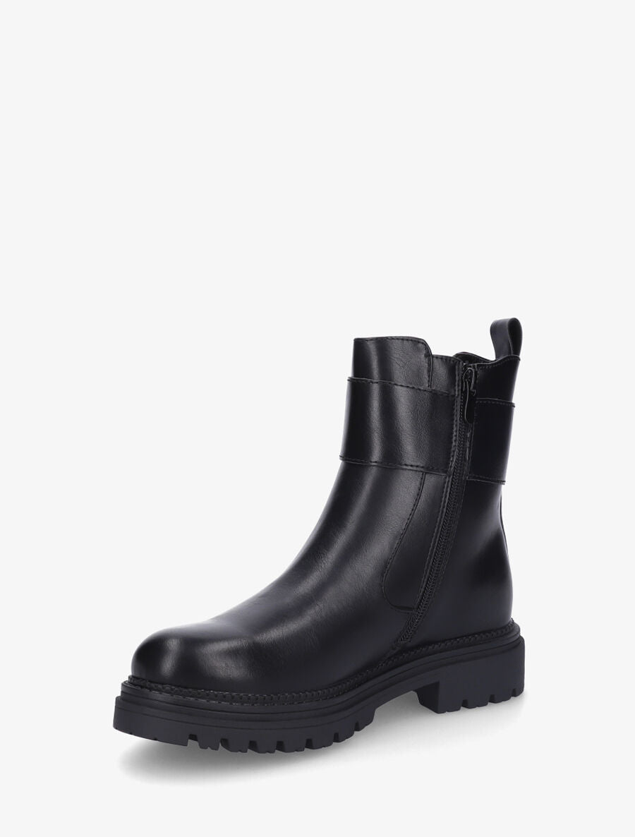 Bottines élastiquées en simili - Noir - 3
