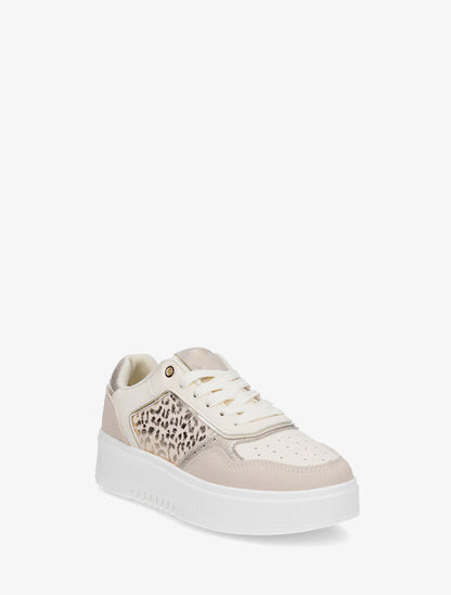 Sneakers en simili à imprimé léopard irisé - Beige - 2