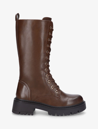 Bottines montantes à lacets - Marron - 1