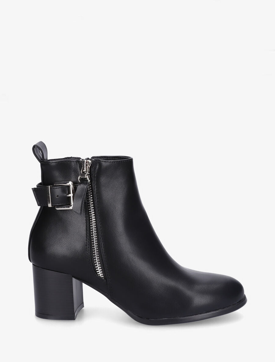 Bottines en simili à zip décoratif - Noir - 5