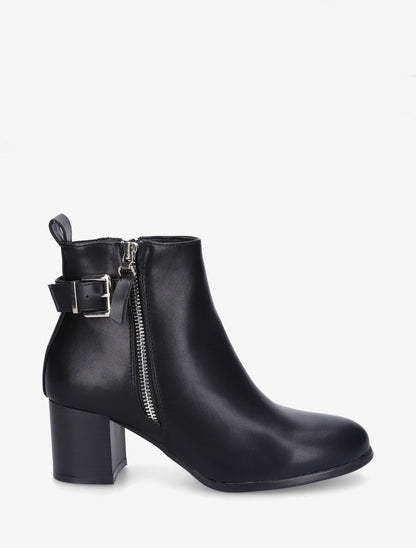 Bottines en simili à zip décoratif - Noir - 5