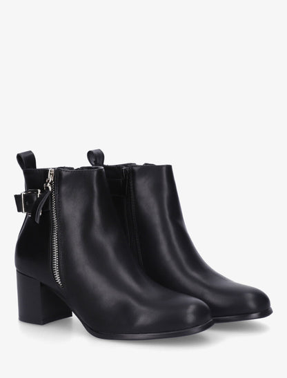 Bottines en simili à zip décoratif - Noir - 4