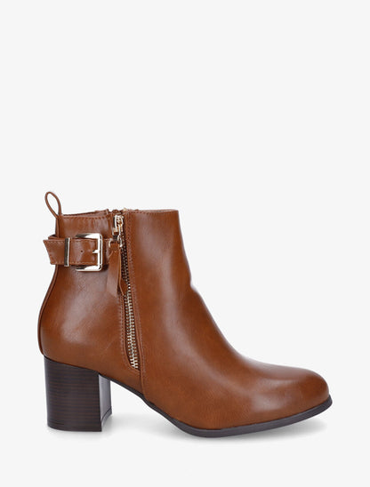 Bottines en simili à zip décoratif - Camel - 5