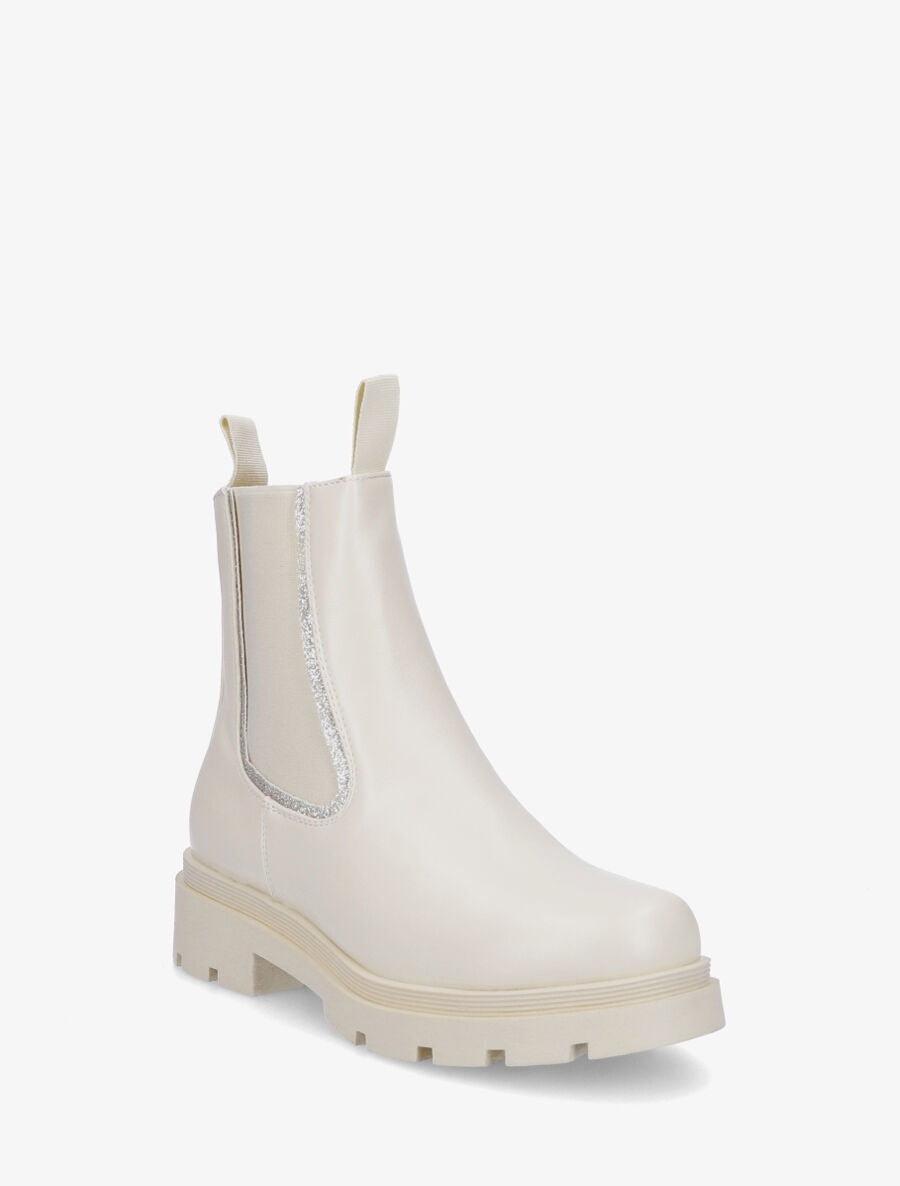 Bottines chelsea à détail irisé - Crème - 2