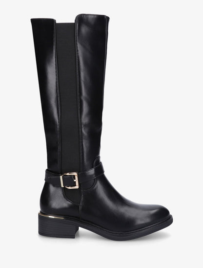 Bottes élastiquées en simili et sanglées - Noir - 5