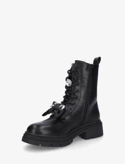Bottines montantes à empiècement bijoux - Noir - 3