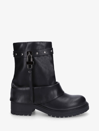Bottines à revers et empiècement métal - Noir - 5