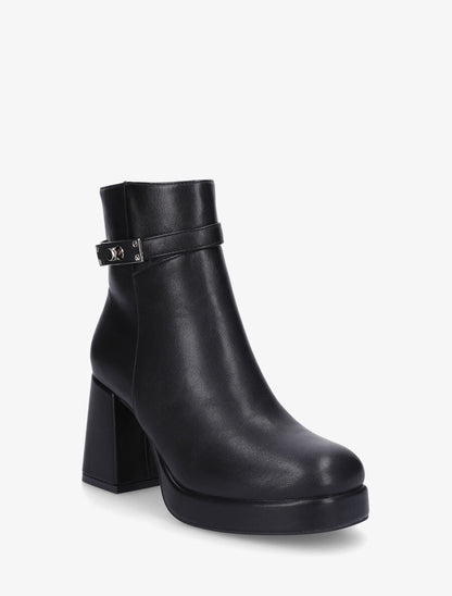 Bottines en simili à talon haut - Noir - 2