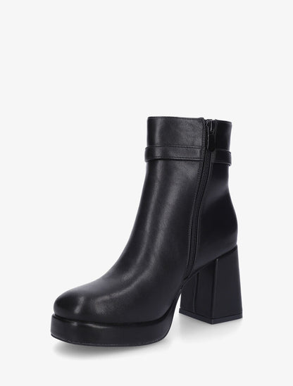 Bottines en simili à talon haut - Noir - 3