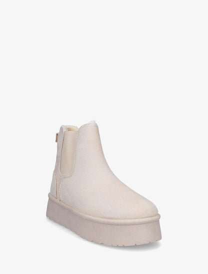 Bottines fourrées à bande élastiquée - Beige - 2