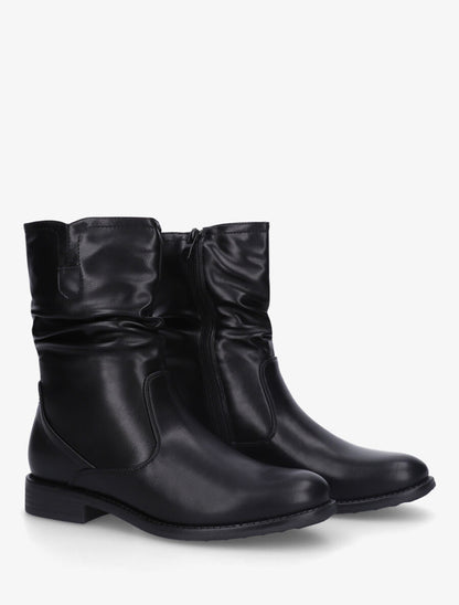Bottines effet plissé en simili - Noir - 4