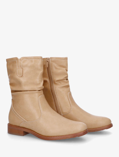 Bottines effet plissé en simili - Taupe - 4