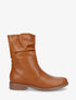 Bottines effet plissé en simili - Camel - 1
