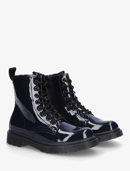 Bottines vernies et montantes à lacets - Bleu nuit - 4