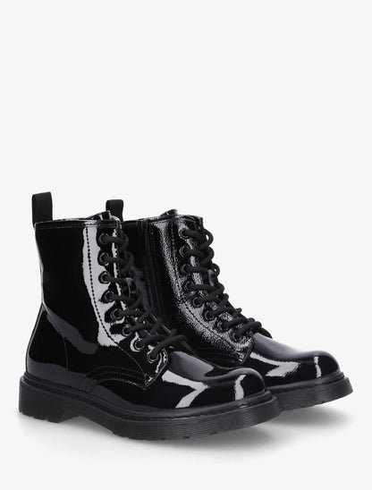Bottines vernies et montantes à lacets - Noir - 4