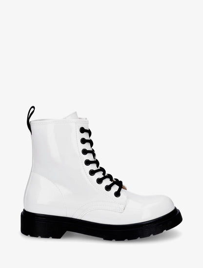 Bottines vernies et montantes à lacets - Blanc - 1