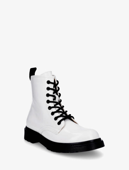 Bottines vernies et montantes à lacets - Blanc - 2