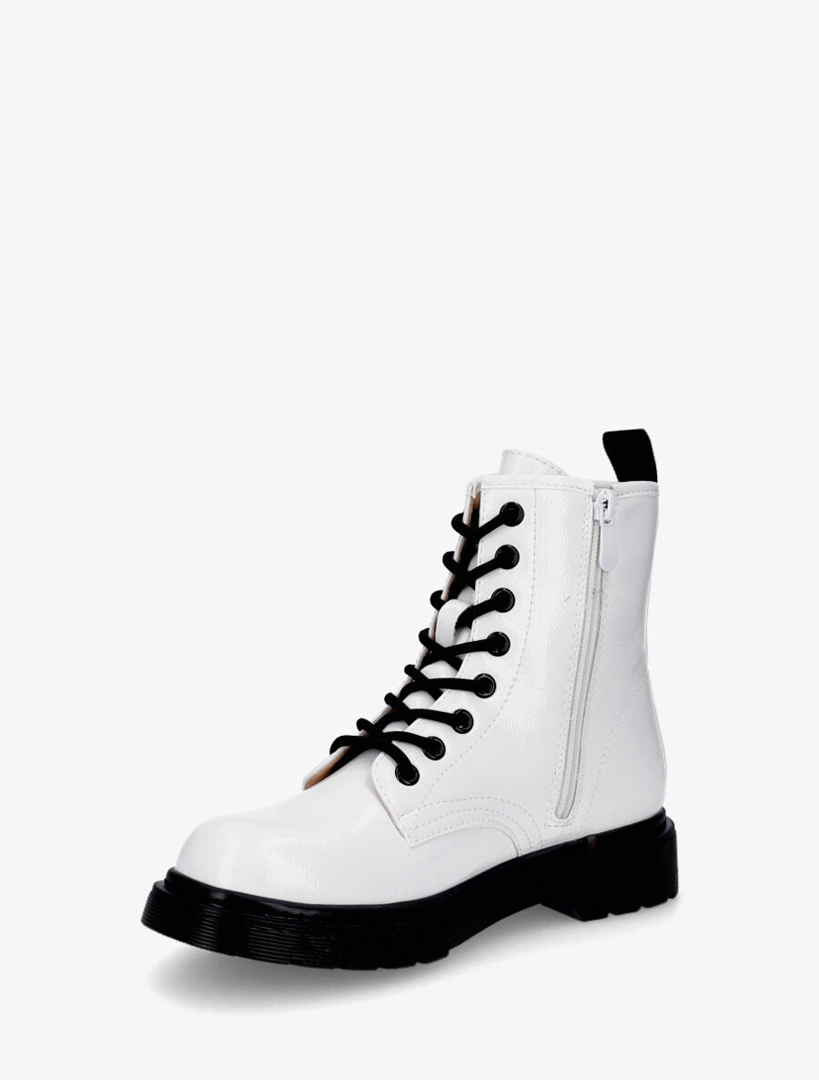 Bottines vernies et montantes à lacets - Blanc - 3