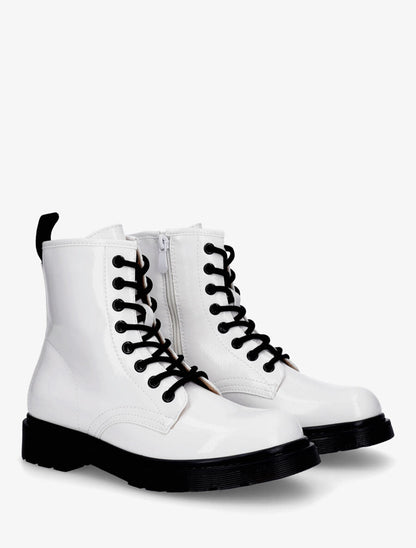 Bottines vernies et montantes à lacets - Blanc - 4