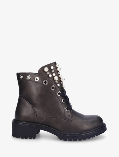 Bottines en simili à perles et strass - Bronze - 1