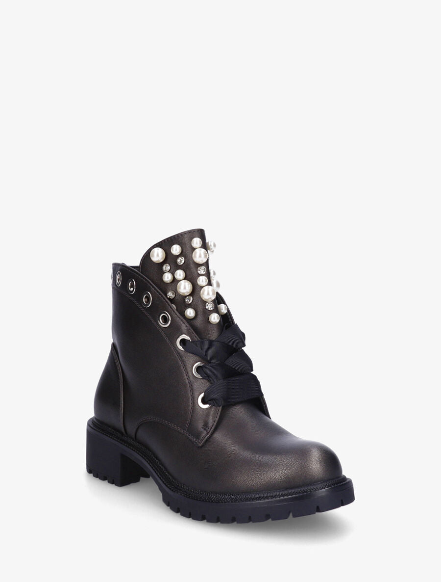 Bottines en simili à perles et strass - Bronze - 2