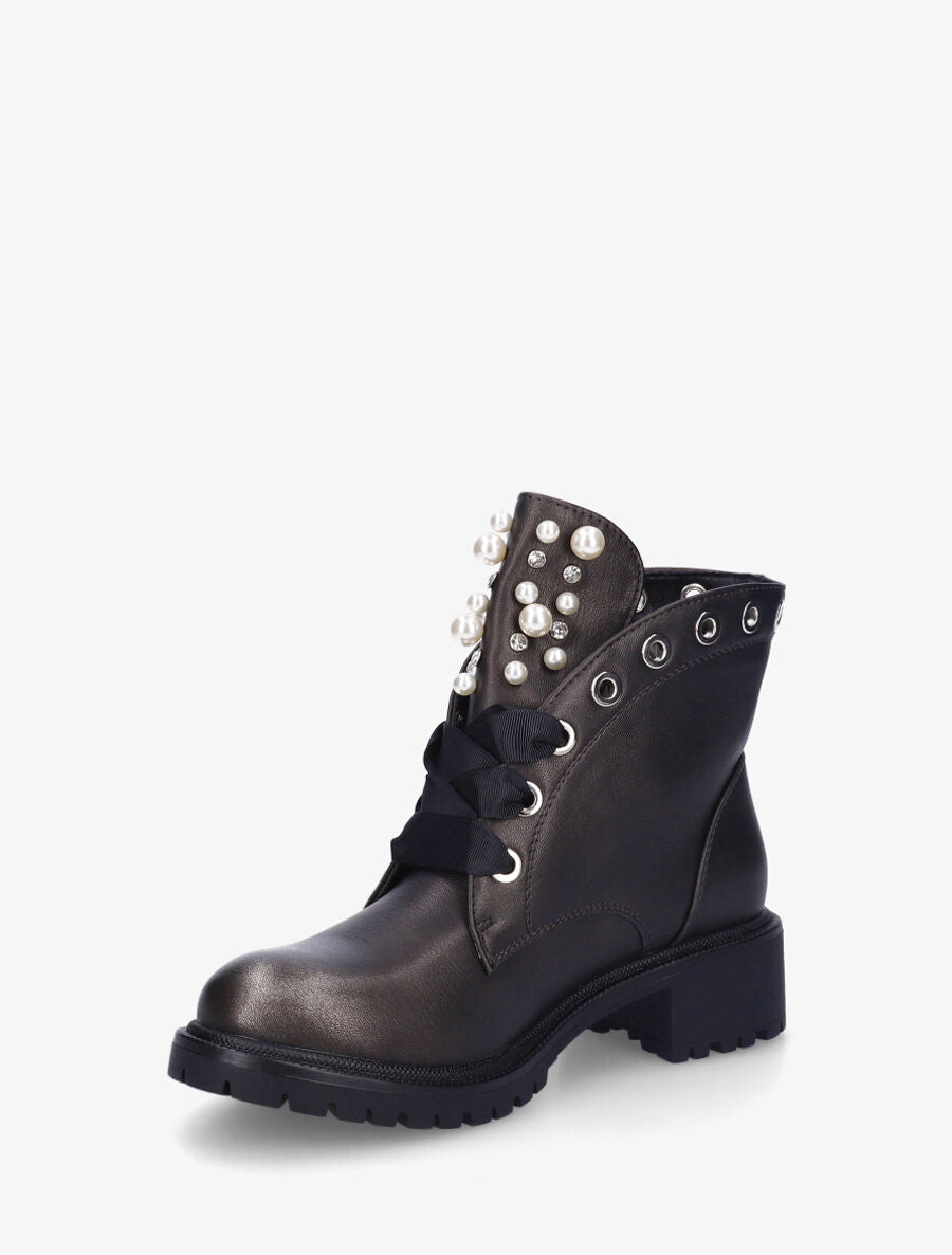 Bottines en simili à perles et strass - Bronze - 3