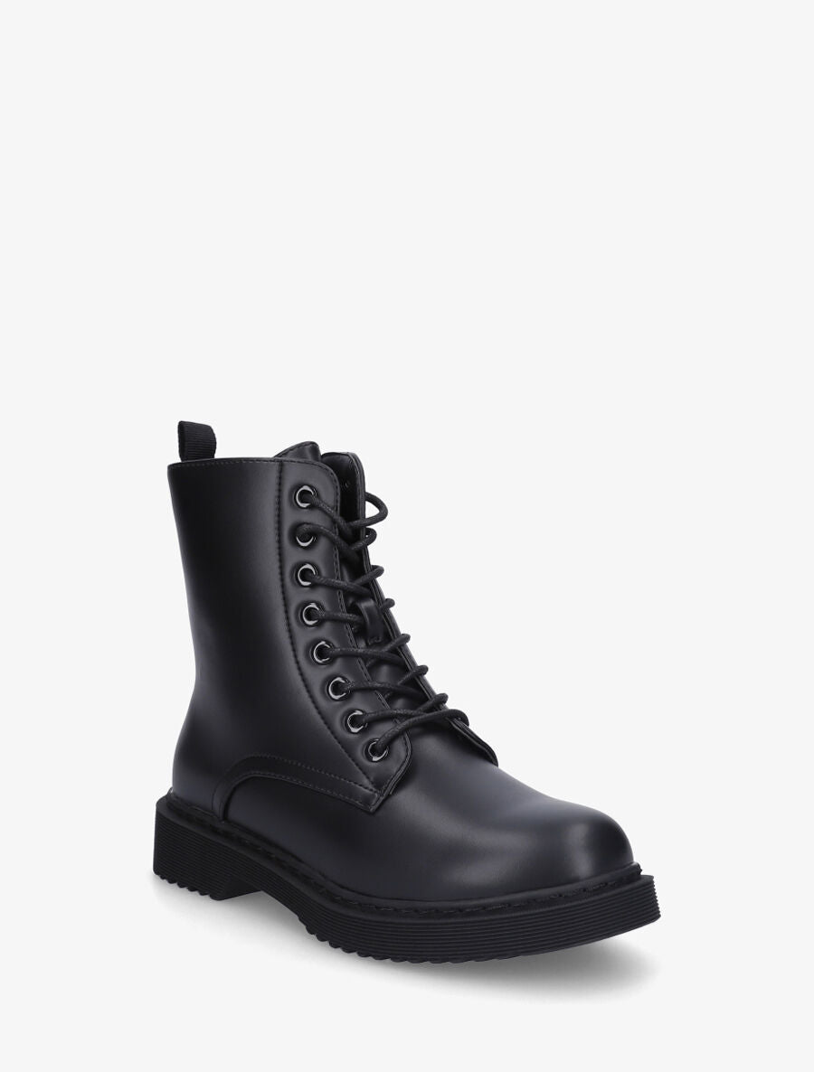 Bottines montantes en simili à lacets - Noir - 2