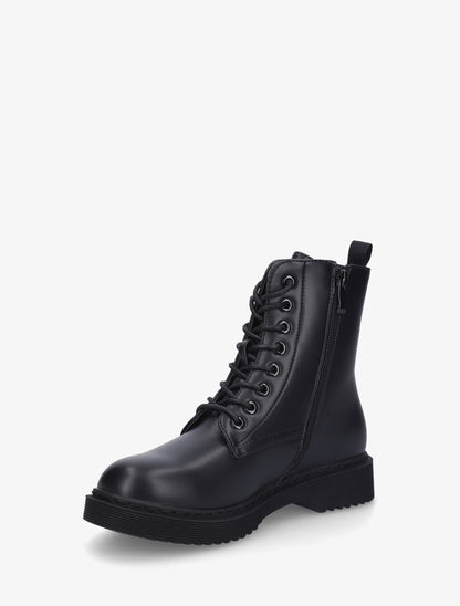 Bottines montantes en simili à lacets - Noir - 3