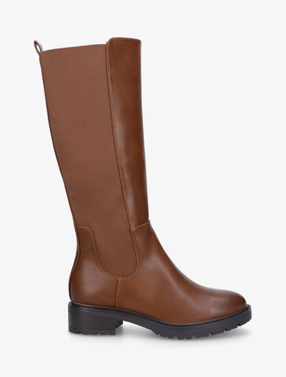 Bottes unies élastiquées à talon et semelle crantés - Camel - 5