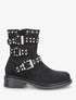 Bottines strassées et cloutées en suédine - Noir - 5