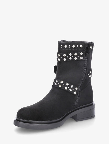 Bottines strassées et cloutées en suédine - Noir - 3