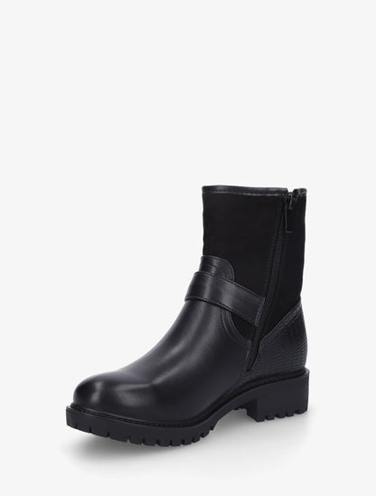 Bottines bi-matière à détail croco - Noir - 3