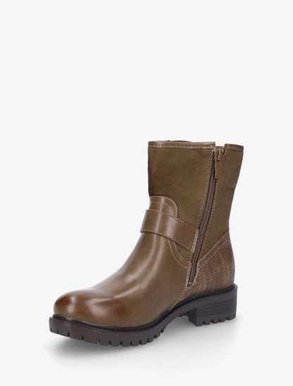 Bottines bi-matière à détail croco - Taupe - 3