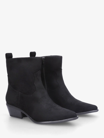 Bottines en suédine style santiags - Noir - 4