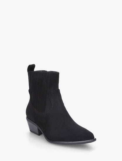 Bottines unies en suédine style santiags - Noir - 2