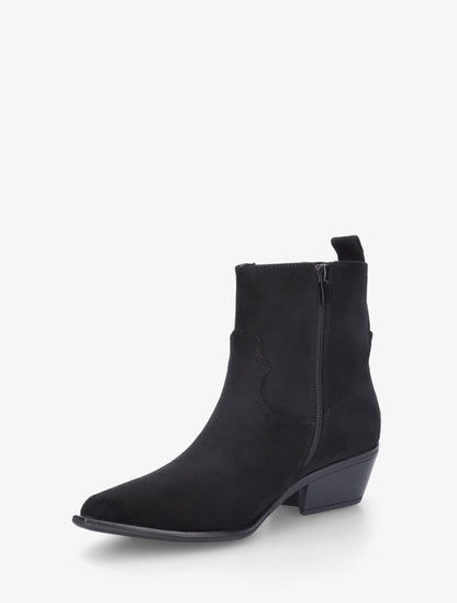 Bottines unies en suédine style santiags - Noir - 3
