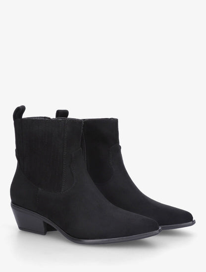 Bottines unies en suédine style santiags - Noir - 4