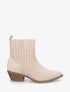 Bottines unies en suédine style santiags - Beige - 1