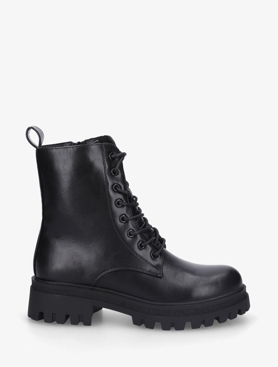 Bottines montantes en simili à lacets - Noir - 5