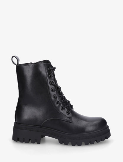 Bottines montantes en simili à lacets - Noir - 5