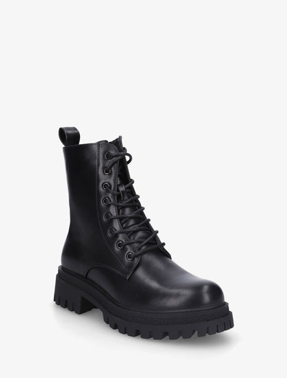 Bottines montantes en simili à lacets - Noir - 2