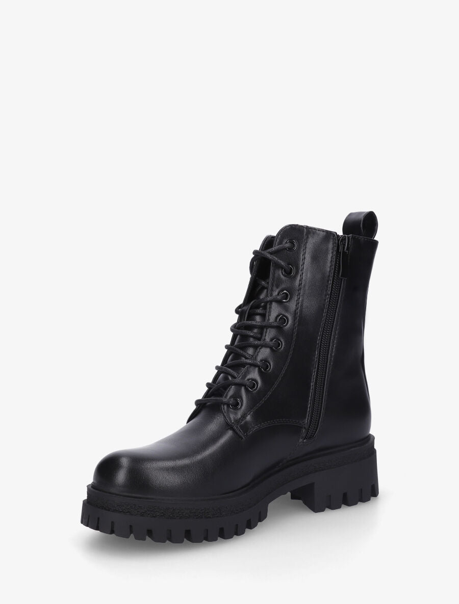 Bottines montantes en simili à lacets - Noir - 3