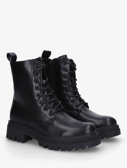 Bottines montantes en simili à lacets - Noir - 4