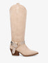 Bottes en suédine style santiags - Beige - 5